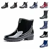 Hitmars Stivali Pioggia Donna Gomma Chelsea Ankle Boot Stivaletti Moda Impermeabile Outdoor Antiscivolo Pioggia Stivali da Acqua Antivento Stivaletti Nero EU 40