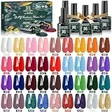 Anicco 42 Pz Smalto Semipermanente Unghie, con Base Coat e Glossy & Matt Top Coat, Diamanti Topcoat, Smalto per Unghie in Gel UV LED Professionali Kit, Carnevale Regalo Nail Art