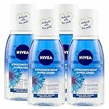 Nivea Struccante Occhi Doppia Azione con Acqua Purificata e Estratti di Fiordaliso Elimina Trucco Waterproof - 4 Flaconi da 125ml