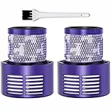 Queta 2 Pezzi Filtro per Dyson V10 SV12 Filtro di Ricambio Lavabile per Aspirapolvere Dyson V10 SV12 Serie, con Spazzolino di Pulizia, Filtro di Ricambio per Dyson V10 SV12 Serie