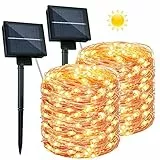 [2 Pezzi] Catena Luminosa Solare da Esterno - 26M 240 LED Luci Solari per Giardino, Stringa Luci Solari 8 Modi Impermeabili Lucine da Esterno Decorative per Giardino,Festa, Halloween,Natale,Matrimonio