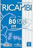 Pigna 00629065M, Ricambio non rinforzato, Rigatura 5M, quadretti 5 mm per 2° e 3° elementare, Carta 80g/mq, Pacco da 80 Fogli