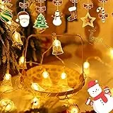 Woukksy Catena Luminosa Interno a Batteria, 10m Campane Luci Tenda di Natale 80LED IP54 2 Modalità, Bianco Caldo Luminarie per Decorazioni Natalizie, Albero di Natale, Balcone, Festa del Festival