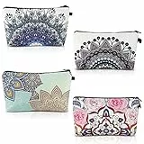 Borsa per il Trucco Piccola, Comius Sharp 4 Pezzi Mandala Flowers Patterns Borse per Cosmetici, Borsa da Toilette da Viaggio Impermeabile Borsa Multifunzione per Ragazze