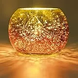 Larcenciel Portacandele, Porta Candele Vetro Candelabro Oro Candeliere Romantico, Porta Tealight con Gradiente, Porta Candele Moderno da Tavolo, per Famiglia, Decorazione da Tavola, Matrimonio, Festa