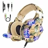 VersionTECH. Cuffie da Gioco per PS4 Cuffie Gaming con Microfono, Fascia Regolabile, Bass OverEar Jack da 3,5 mm, Luce LED, Controllo Volume, Basso Rumore per PS4/Xbox One/Nintendo Switch/PC/Mobile