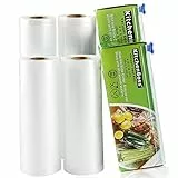 KitchenBoss Sacchetti Sottovuoto per Alimenti,4 Rotoli 15x500cm e 20x500cm Totale 20M, (Non più forbici) Rotoli Sacchetti goffrati,per Conservazione Alimenti e Cottura Sous Vide