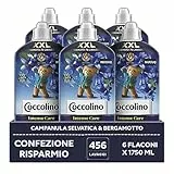 Coccolino Ammorbidente Concentrato Campanula Selvatica e Bergamotto, per Lavatrice, Intense Care con Tecnologia Pro-Fibre, Formato XXL 456 Lavaggi, 6 Pezzi da 1750ml
