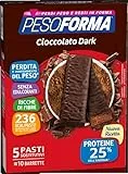 PESOFORMA BARRETTE DARK, Pasto sostitutivo proteico, Barrette per il controllo del peso, Barrette proteiche al cioccolato per restare in forma, Solo 236 calorie, 10x31g