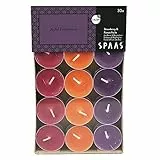 Spaas 30 lumini profumati, Colori Assortiti, ± 4,5 Ore – gioiosa eccitazione, Cera paraffinica, Tazza di Alluminio, Melanzana, Joyful Excitement, unità