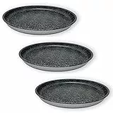 NAMAI - Set 3 Teglie per Pizza 32cm- Teglia Pizza Rotonda- in Alluminio - Antiaderente - Adatta alla Lavastoviglie -Design Effetto Pietra- Teglia per Pizza Professionale (SET 3 TEGLIE)