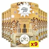 Ambi Pur 3Volution Profumatore per Ambienti, 9 Ricariche per Diffurore Elettrico, Fragranza Biscotto alla vaniglia, tecnologia Elimina Odori, Fino a 90 Giorni di Profumo per Ricarica X9
