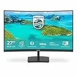 Philips Monitors, Gaming 271E1SCA Monitor, Adaptive Sync 75 Hz, VA LED 27', 1920 x 1080 FHD, 4 ms, HDMI, VGA, Casse Integrate, Flicker Free, Low Blue Light, VESA, Nero, 27 Pollici Curvo FHD