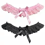 ARH 2Pcs Reggicalze Donna Sexy Nero,Giarrettiere Per Le Spose,Giarrettiera Blu,Giarrettiere Da Sposa,Coscia Per Reggicalze Per Spose, Con Fiocco, Da Indossare Su Coscia E Gamba Per Donne E Ragazze