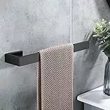 CCKOLE Portasciugamani con foratura, asta portasciugamani bagno in acciaio inox 304, porta asciugamani per ospiti, da bagno, da parete, 35 cm, per bagno (nero opaco)