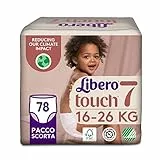 Libero, Pannolini Touch Pant per Bambini, 78 Pannolini Taglia 7 per Bambini da 16-26 Kg, 3 Confezioni da 26 Pannolini Monouso