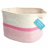 OrganiHaus Cesta Giochi Bambini in Tessuto Striscia Rosa/Bianco | Cesta Porta Giochi| Cestino Portaoggetti Decorativo per Bambini |Cesto Portagiochi Bambini | Cesto Portabiancheria Bambini 35x28x23cm