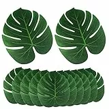 DELSEN 12 pezzi di grandi dimensioni artificiali, foglie tropicali, foglie di palma di palma Monstera, per Hawaiian Luau Jungle Beach Theme Party Decor (33 x 29 cm)