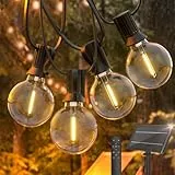 Yuusei Catena Luminosa Esterno Solare con Telecomando 15M Dimmerabile LED Luci Stringa Lampadina con 25+1 G40 Bulbi Bianco Caldo 4 Modalità Luci da Esterno e Interno per Terrazzo Festa Matrimonio