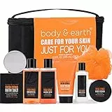 Alpha Set da bagno per uomo 8 Pcs, profumo di agrumi, lozione per il corpo, detergente per il viso, gel doccia, bagnoschiuma, scrub corpo, sale da bagno, shampoo, borsa da viaggio, regalo per uomo