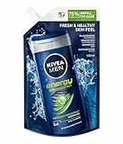 Nivea Men Energy, sacchetto di ricarica doccia shampoo, confezione da 6 x 500 ml