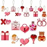 Haooryx 31 ciondoli in legno per San Valentino, decorazioni da appendere, a forma di cuore, orsacchiotto, a forma di Cupido in legno, elementi di San Valentino, feste, decorazioni per matrimoni