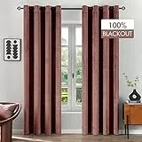 MIULEE Tende da camera in velluto completamente oscuranti per soggiorno, sala da pranzo, design a 8 fori ad anello, 2 pezzi per confezione 140X225 CM Rosa