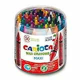 Carioca Pastelli Maxi Wax, Pastelli a Cera Lavabili con Punta Grossa per Bambini, Morbidi e Scorrevoli, in 24 Colori Assortiti e Brillanti, Facili da Temperare, 50 Pezzi