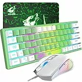 Set di mouse per tastiera da gioco RGB K61, tastiera da gioco a membrana meccanica con layout UK, mouse da gioco ottico a 7 pulsanti fino a 3600 dpi, per PC laptop Mac - 12 tasti multimediali