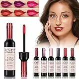 Wine Lip Tint,Set di 6 colori per labbra color vino, set di rossetti liquidi opachi, set di lucidalabbra impermeabili a lunga durata per ragazze e donne