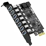 Rivo Scheda di espansione da PCI-E a USB 3.0 a 7 porte USB-A, scheda di espansione PCI Express USB, convertitore hub USB 3 interno per PC desktop, supporta Windows 10/8/7