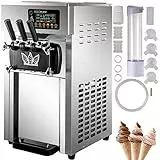 GIOEVO Macchina Elettrica per Gelato Soft da Banco 1200W 3 Gusti, Macchina Gelato Soft Yoghurt Sorbetto Crema di Caffè Elettrica da Banco 3 Gusti Produttività da 18L, Macchina Elettrica Commerciale