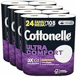 Cottonelle Ultra ComfortCare - Carta igienica con cuscino per la pulizia, in morbido tessuto biodegradabile, confezione da 24
