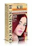 Keramine H Crema Colorante Ristrutturante Biondo Rosso Intenso - 3 Confezioni da 110 ml - Totale: 330 ml