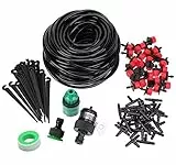 Kalolary Kit per Irrigazione Automatica a Goccia 15 m，Kit Irrigazione Automatico a Tubo per piante Giardino domestico regolabile Patio Nebulizzazione Micro Flow Irrigazione a goccia Sistema
