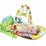 Tappetini gioco e palestrine per bambini, Attività e intrattenimento Soffice Tappetino Gymini Giocattoli con suoni musicali, luci per Neonati 0-36 M (Verde)