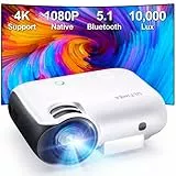 Proiettore Full HD 1080P Nativo, Ultimea Videoproiettore 4K Supportato con 10000 Lumens, Portatile Proiettore Bluetooth 5.1, Mini Proiettore Compatibile con TV Stick/Laptop/HDMI/USB per Home Cinema
