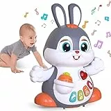 MOONTOY Giochi Musicali per Neonati, Coniglio Strisciante Interattivi con Musica e Luce,Natale Regalo Bambini 1 2 Anni 6 7 8 9 10 11 12 18 Mesi