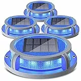Siedinlar Luce Solare da Giardino Luci Solari Esterne 2 Modalità Luce Blu/Rossa 16 LED Impermeabile per Sentiero Giardino Passo 4 Pezzi