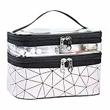 Borsa da Toilette Beauty Case da Viaggio Impermeabile Borsa Cosmetica Doppio Strato Donna Grande Organizzatore per Palestra Bagno Valigie e bagagli a Mano (Rosa)
