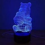 3D Illusion Light, Winnie The Pooh Colorato 3D Comodino Dormire Acrilico Led Night Light Touch Switch Lampada tridimensionale Nightlight Mood