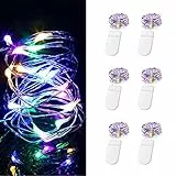 EvaStary 6 pezzi Catena luminosa, 2M filo d'argento luci con 20 LED per la camera da letto di nozze, RGB luce colorata interni/esterni scaffali pareti Natale festa decorazione ghirlande