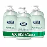 Neutro Roberts, Sapone Liquido Antibatterico, Pelle Sana e Protetta, Té Verde con Ingredienti Naturali - Flacone in Bio Plastica, Riciclabile - Confezione da 6x200 ml