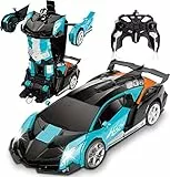 lewinner Macchina Telecomandata per Bambini 6 7 8+ Anni, Giocattoli Robot Telecomandato Trasformabili per Auto Adesivo, Auto Telecomando a 2.4 GHz Rotazione a 360° con un Pulsante di Deformazione