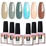 PYRRLA Lazy Afternoon - Set di 6 smalti gel soak off, per una finitura duratura e liscia, facile da usare, per manicure fai da te a casa