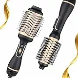 Spazzola Ad Aria Calda, Tecnologia a Ioni, 4 in 1 Spazzola Riscaldata per Asciugare, Lisciare, Volume Capelli e Metti in Piega, Rivestimento Ceramica, 1000 W Spazzola Asciugacapelli (Oro)