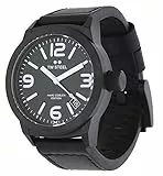 TW Steel Marc Coblen Edition con cinturino in pelle e data in acciaio inox al quarzo, 42 mm, nero/nero/nero., Cinghia