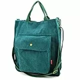 CAMILIFE Cord - Borsa a tracolla da donna con chiusura lampo, borsa a tracolla da donna, per lavoro, ufficio, viaggi, shopping, scuola e uso quotidiano, verde-wkd, 8 x 10 cm