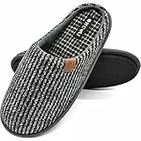 ONCAI Pantofole da Uomo Invernali strisce, Comoda Memory Foam Calde Scarpe da Casa Con Suola Antiscivolo Grigio Taglia 43