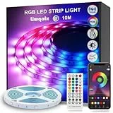 Striscia LED 10 Metri, Bluetooth RGB Smart 10M con Telecomando, App Controllato, Cambia Colore con la Musica, Luci Colorate per Casa, Decorazioni, Cucina, Bar, Festa